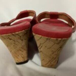 Nine West Rust 3" Wedge Cork Heel, 1" Platform Upper Leather Slingbacks 9M GUC